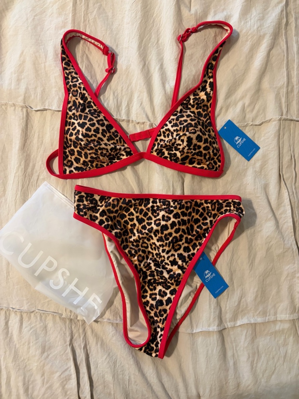 Cupshe Leopard Print Bikini with Red Trim